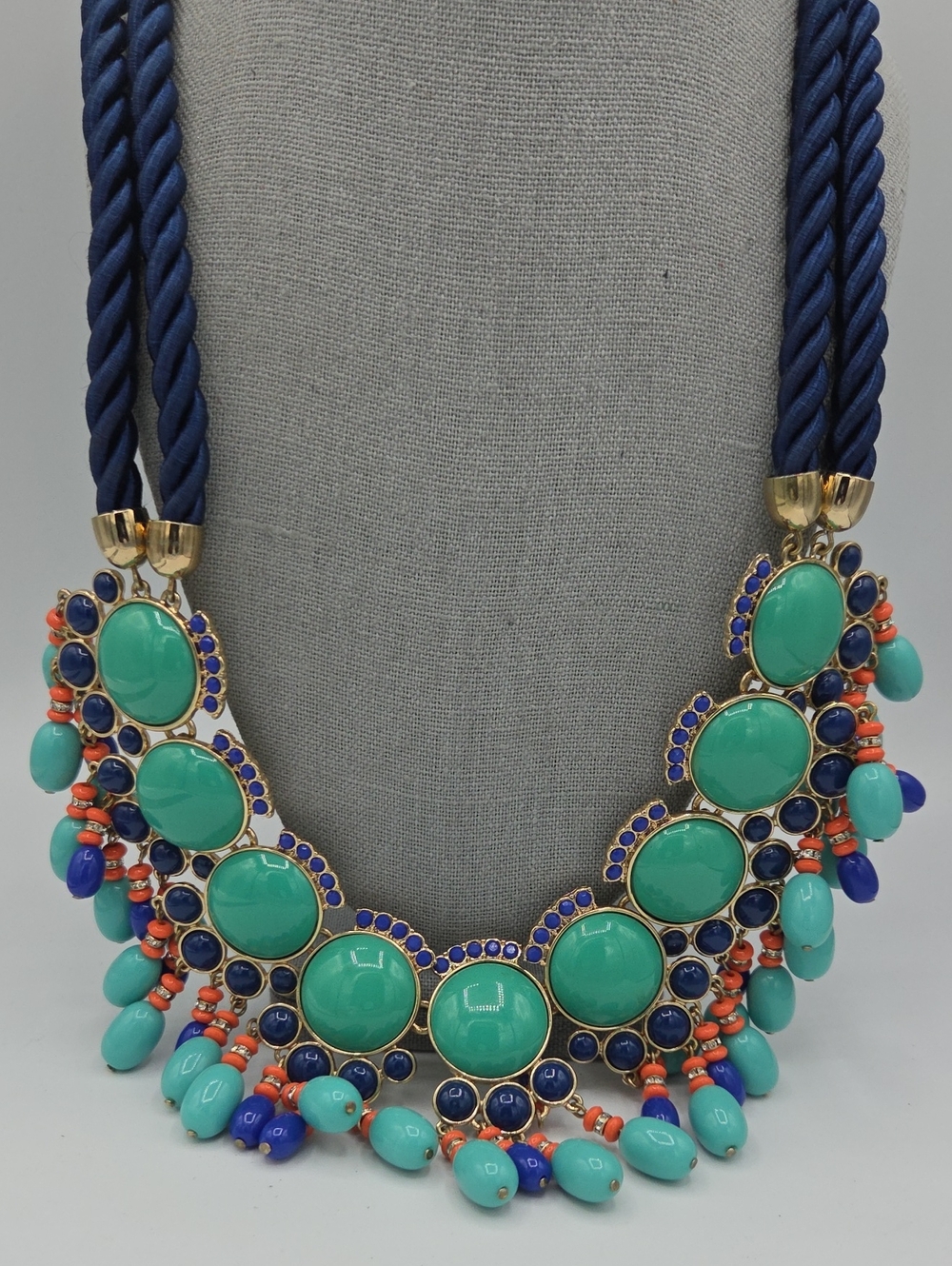 5 for $25! Banana Republic Statement Turquoise & Navy Beaded Bib Necklace